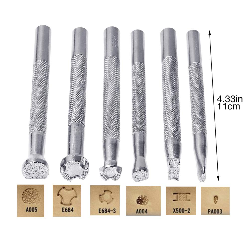 Jupean Leather Stamping Tools, Leather Working Saddle Leather Stamping Kit Special Shape Stamp Punch Set Carving Leather Craft Stamp Handmade Art Tools