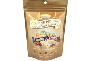 Golden Bonbon Italian Assorted Almond Nougat Candy, Individually Packed Chewy Gluten Free Nougat, Original Full of Almonds, Halal Candy (2.5 Oz, Almond)