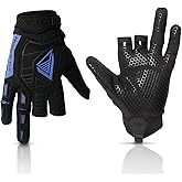 Glove Station Hyper-Fit Tactical Shooting Gloves - Blue, Large - 2 Fingerless, Paintball & Airsoft Gear, Outstanding Grip for Combat, Hunting & Work