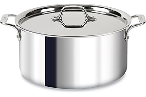 All-Clad 4508 Stainless Steel Tri-Ply Bonded Dishwasher Safe Stockpot with Lid/Cookware, Silver