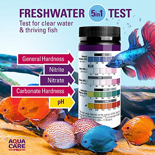 Freshwater Aquarium Test Strips 5 in 1 Pond or Fish Tank Test Kit for