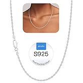 Jewlpire 2mm Rope Chain 925 Sterling Silver Chain Necklace for Women, 14K Gold Plated Chains for Women Smooth & Sturdy Women's Chains Necklace, 16 18 20 22 24 26 Inch