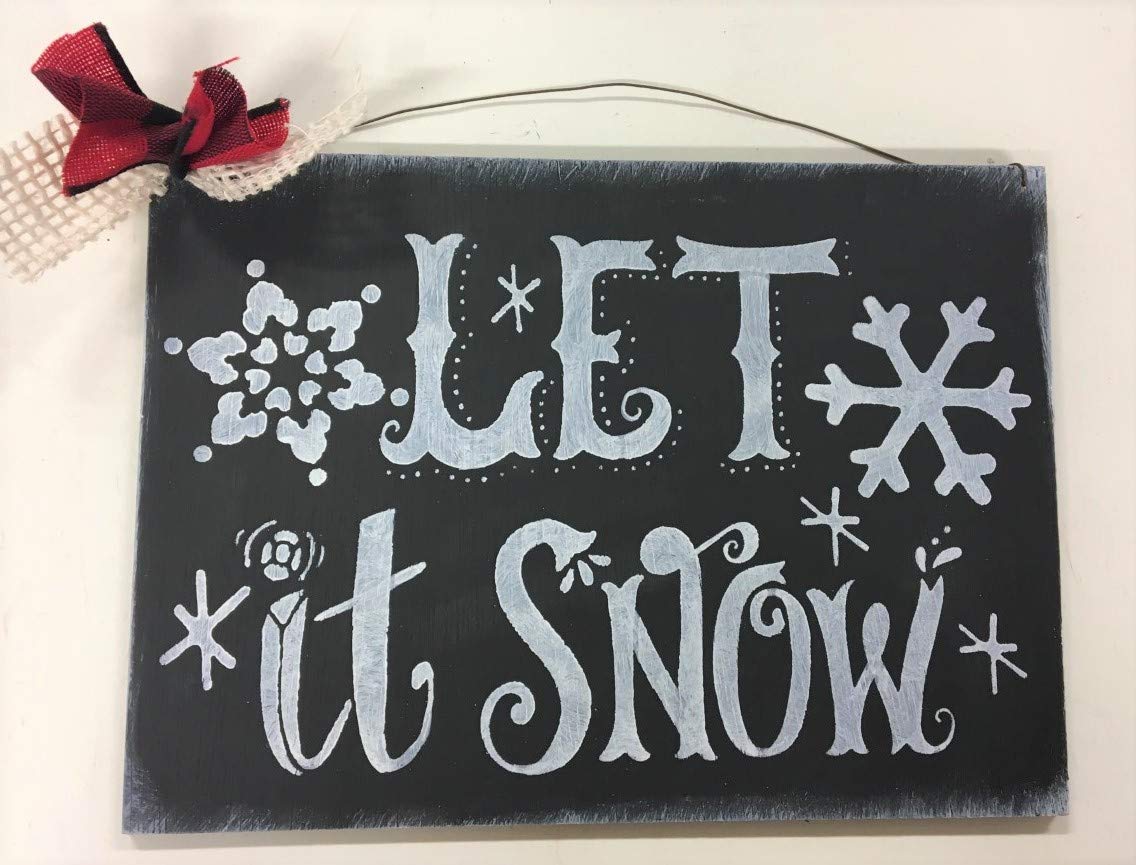 Amazon Com Let It Snow Christmas Winter Wall Decor Wooden Painted Sign Handmade