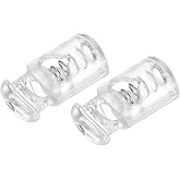 METALLIXITY Plastic Cord Locks (0.2") 50pcs, Double Hole Spring Loaded Clamps Drawstring Rope Cord Locks Toggles Buckle Stoppers for Drawstring Shoelaces Clothing, Clear