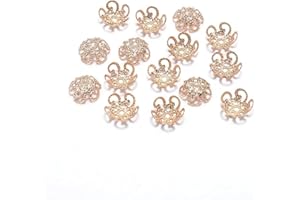 Tiosen 100Pcs Shiny Vintage Filigree, 8mm Silver Flower Bead End Caps Metal Bead Caps for Jewelry Making DIY Bracelet Earrings Arts, Crafts Accessories