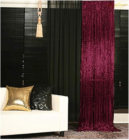 Amazon Com Shinybeauty Sparkle Backdrop Curtain Burgundy 2 Panels