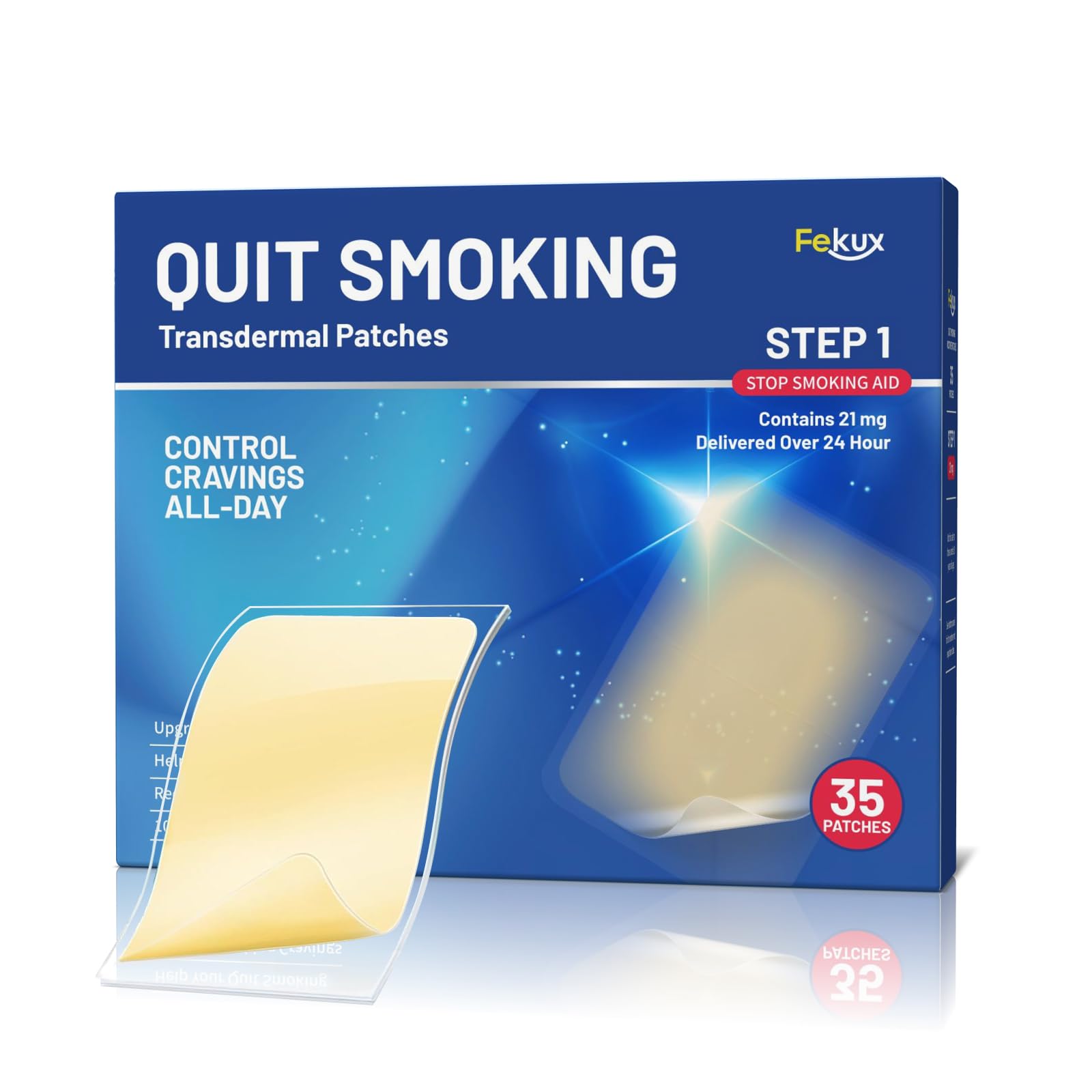 Photo 1 of 35 Count Nicotine Patches 21mg, Step 1 Nicotine Stop Smoking Patches, Quit Smoking Stickers That Work, Transdermal Nicotine Patches