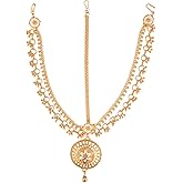 Efulgenz Indian Bollywood Vintage Mange Tikka Crystal Kundan Head Chain Bridal Wedding Jewelry Hair Accessories, Onesize, Metal, not known
