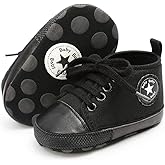KIDSUN Unisex Baby Boy Girl Canvas Sneaker Soft Sole Infant Lace up Newborn Ankle Toddler First Walkers Crib Shoes