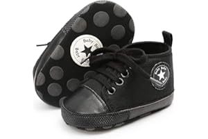 KIDSUN Unisex Baby Boy Girl Canvas Sneaker Soft Sole Infant Lace up Newborn Ankle Toddler First Walkers Crib Shoes