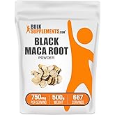 BulkSupplements.com Black Maca Powder - Black Maca Root Supplement, Herbal Supplement for Men & Women - Vegan, Gluten Free, 750mg per Serving, 500g (1.1 lbs) (Pack of 1)