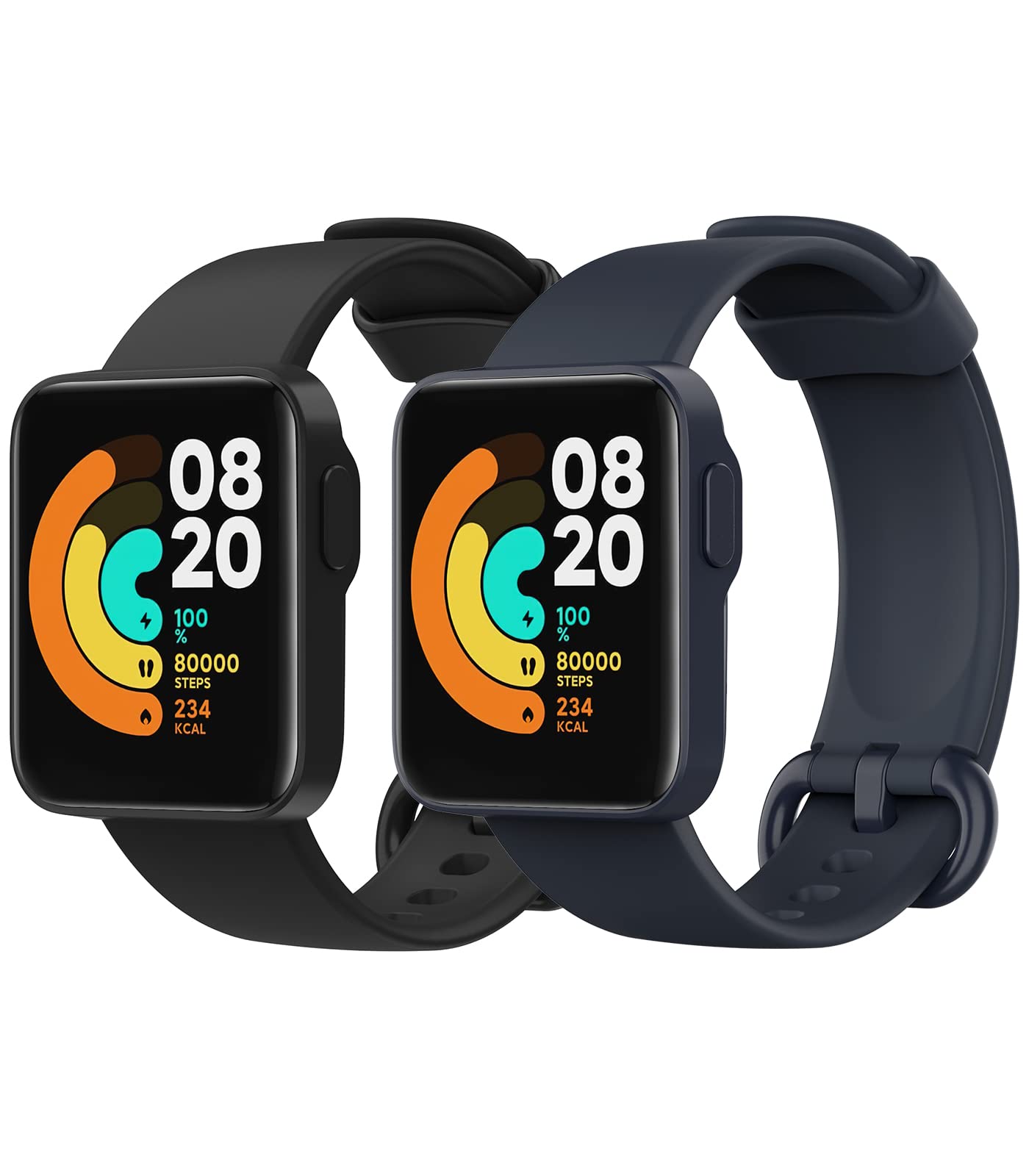 MoKo 2-Pack Strap Compatible with Xiaomi Mi Watch Lite/Redmi Watch, Soft Silicone Replacement Sport Band Wristband - Black/Ink Blue