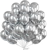 PartyWoo 50pcs Silver Balloons 12in Latex Wedding Birthday Party Decorations