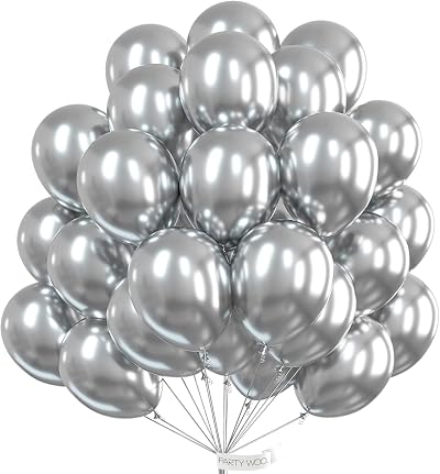 PartyWoo 50pcs Silver Balloons 12in Latex Wedding Birthday Party Decorations