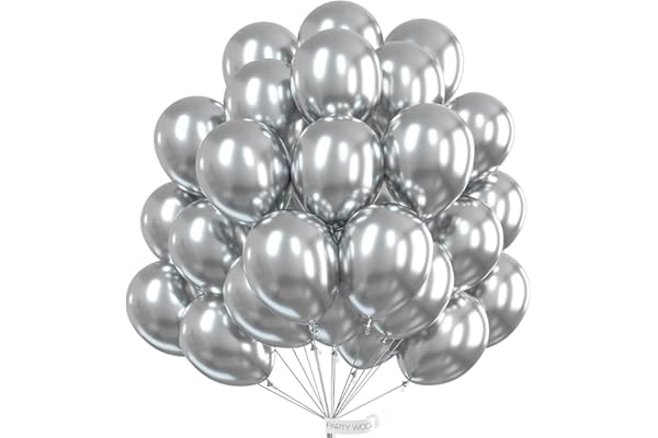 PartyWoo Metallic Silver Balloons, 50 pcs 12 Inch Silver Metallic Balloons, Silver Balloons for Balloon Garland or Arch as Wedding Decorations, Birthday Decorations, Party Decorations, Silver-G102