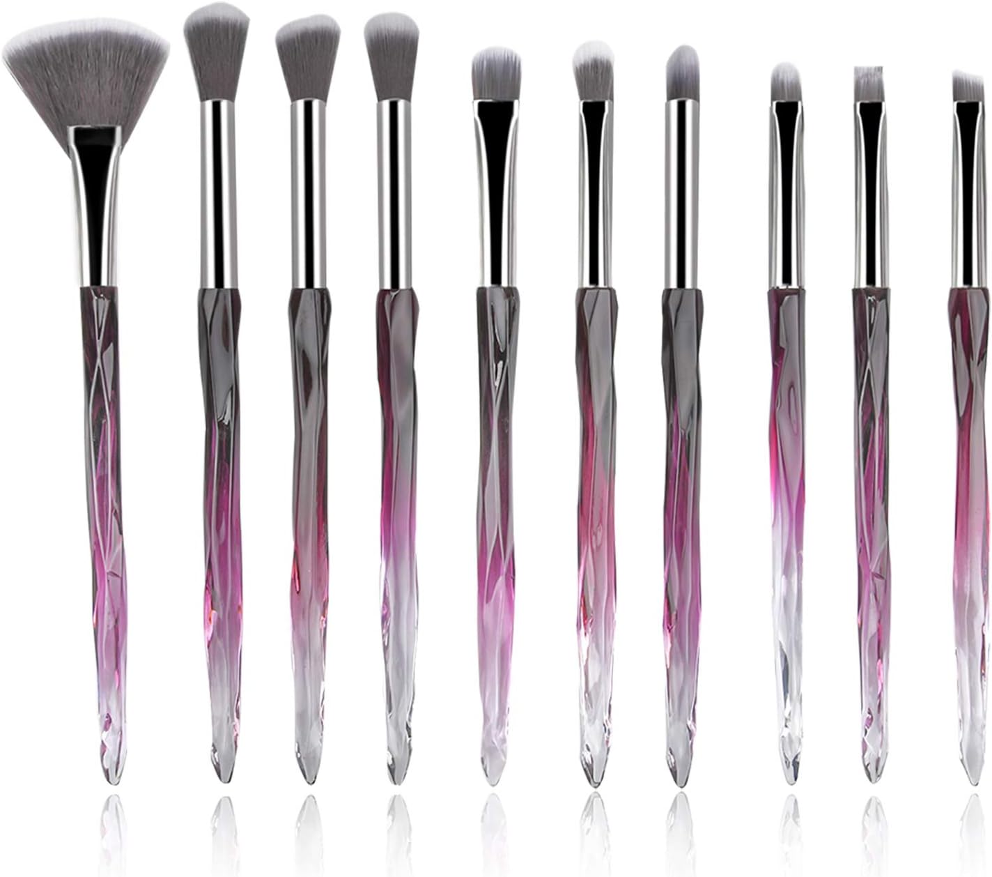 Tenmon Makeup Eye Brush Set, 10 New Diamond Handle Eye Shadow Eyeliner Blend Anti-Wrinkle Makeup Brushes, Professional Cosmetic Eyebrow Makeup Tools (purple)