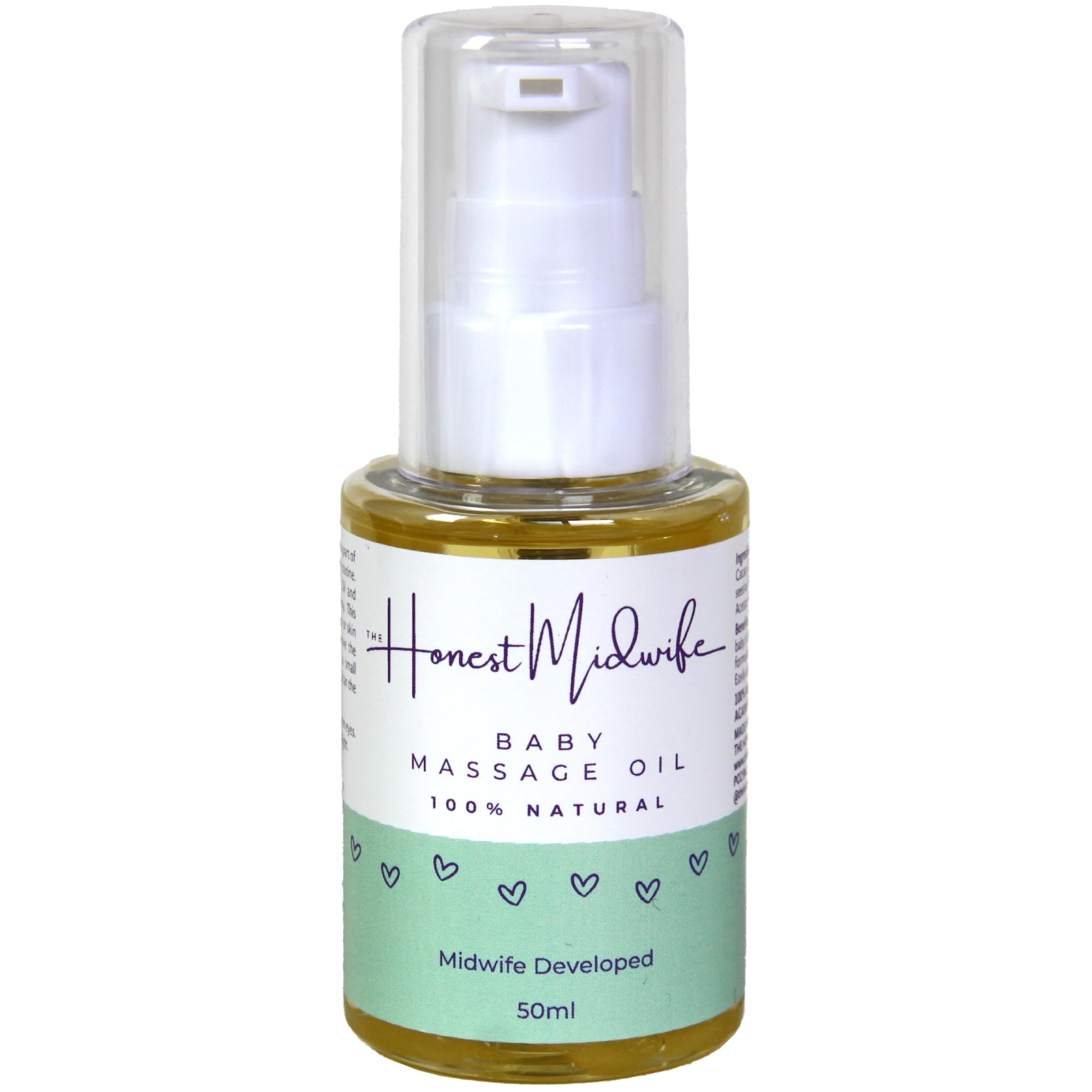 The Honest Midwife Baby Oil • 50ml • Massage Oil to Soothe, Moisturise & Heal • Suitable for Eczema + Cradle Cap • 100% Natural • Vegan • Cruelty-Free • Coconut Oil, Cocoa, Wheat Germ Oil + Vitamin E