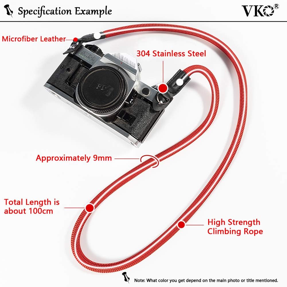 VKO Vintage Camera Neck Strap,Nylon Rope Camera Shoulder Straps for Photographers Film DSLR Grey, 100 - Image 4