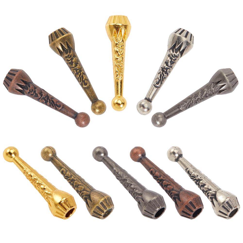 GORGECRAFT 40Pcs 5 Colors Bolo Tie Tips Bulk Metal Alloy Golden Antique Silver Bronze Black Red Replacement Cord End Caps for DIY Crafting Bolo Ties Necklaces Bracelets Jewelry Making