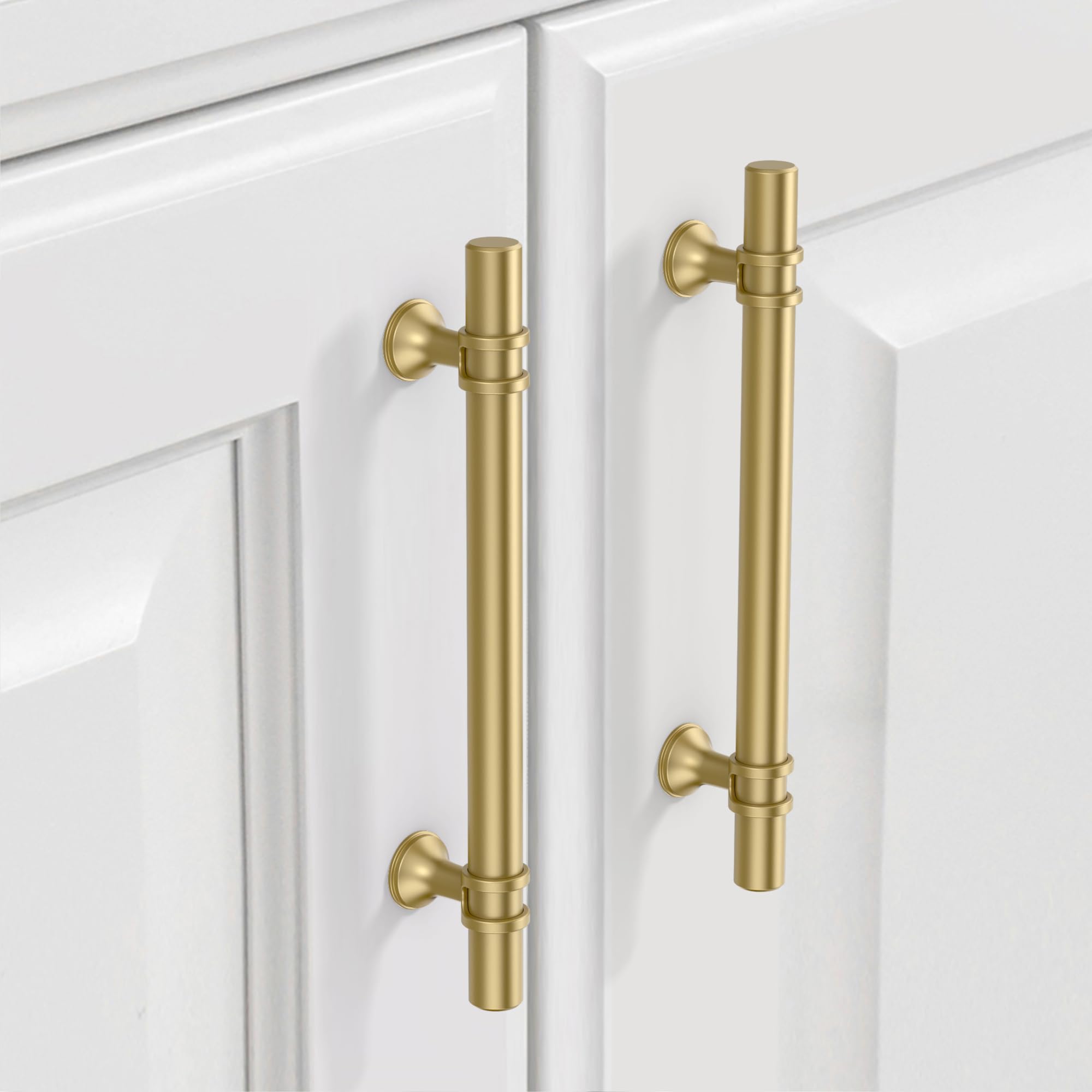 9BUILD 10 Pack 128mm Brushed Gold Kitchen Cupboard Handles - Drawer & Door Handles - Zinc Alloy Gold Finish