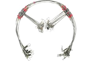 DRCHOER Fishing Wire Leaders for Bottom Rigs: 10pcs 1/2/3 Arm Saltwater Hi-Low Rig Leaders with Swivels Snap for Trolling Pier Surf Fishing Tackle - Arm Length 2.76in/4.72in