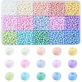 DanLingJewelry 2000Pcs 15 Colors 4mm Candy Color Glass Seed Beads 6/0 Round Pony Craft Beading Glass Beads Kit for DIY Jewelry Making
