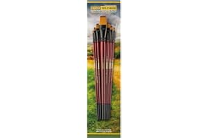 Creative Mark Ebony Splendor Long-Handled Synthetic Sable Paint Brush, Bright Set of 7, Teijin Multi-Filament Hair, Handcrafted Synthetic Paint Brushes for Acrylic Painting, Watercolor Painting & More