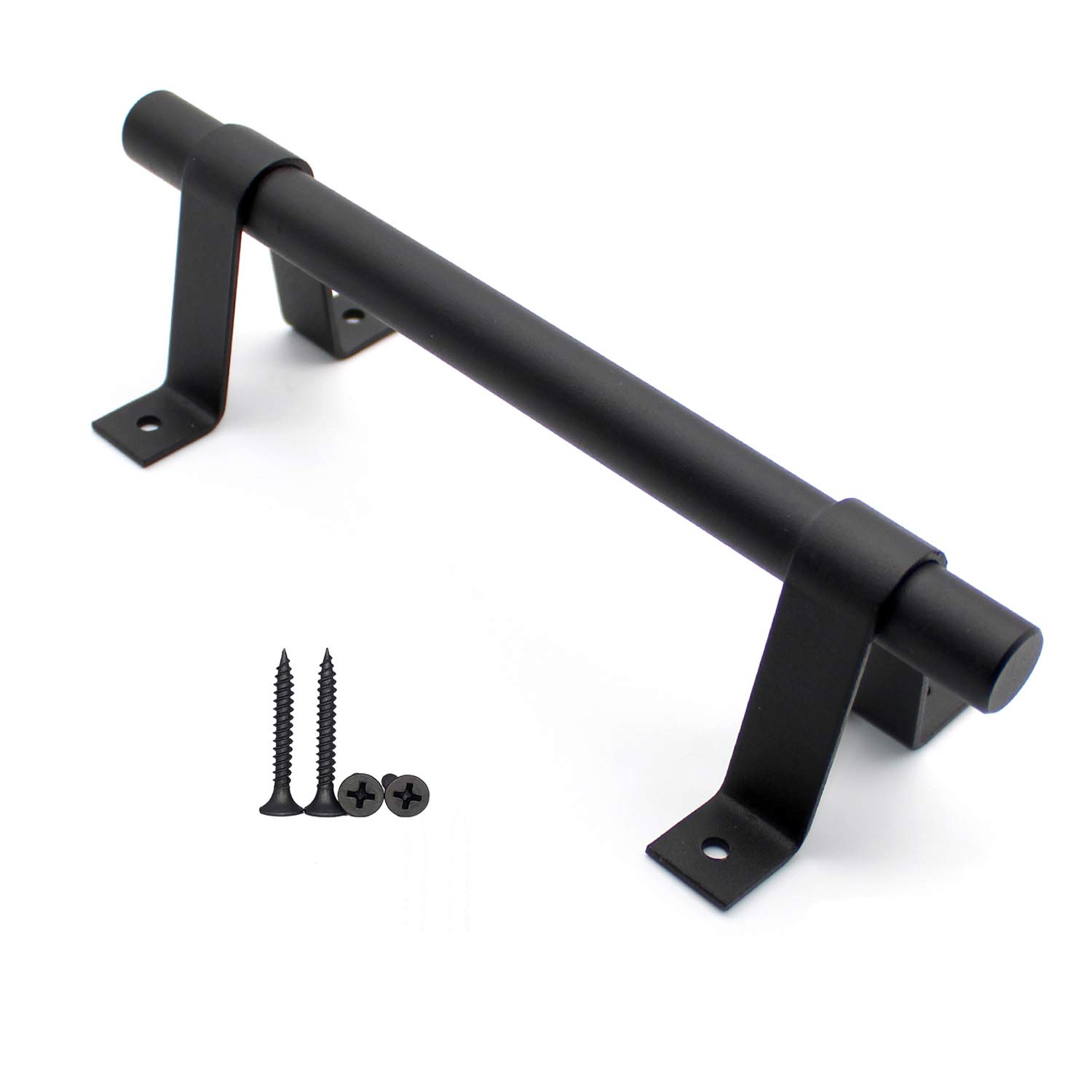 WJUAN Barn Door Handle, 200mm Long Black Solid Carbon Steel Door Handle, Sliding Door Handles for Kitchen Bedroom Closet