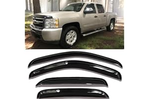 DARODCAR Window Visor Sun Shade Vent Deflector Rain Guard Compatible with 07-13 Silverado & Sierra 1500, 07-14 Silverado & Sierra 2500 HD 3500 HD Crew Cab, Yukon XL & Suburban 1500, Avalanche Truck Accessories