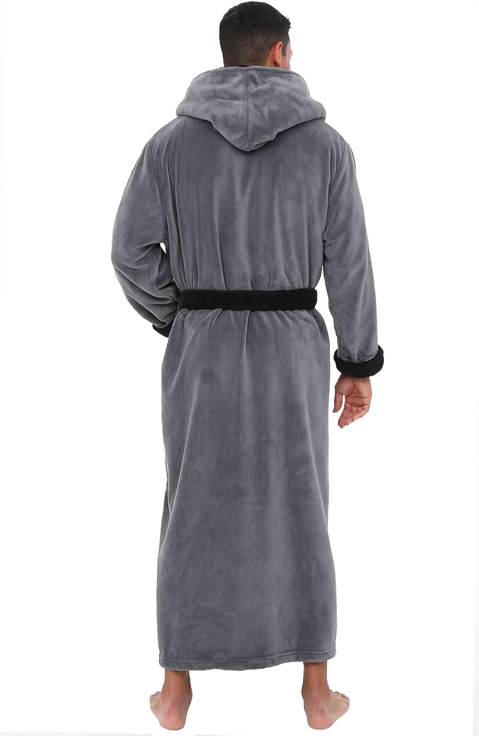 Alexander Del Rossa Men's Warm Fleece Robe with Hood, Big and Tall Contrast Bathrobe at  Men’s Clothing store