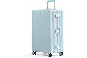 Nobl Travel Zipperless Check In Suitcase - Aluminum Frame, Check In luggage 30.25x20x12 Airline Approved by Noble Travel- Unbreakable Polycarbonate Shell- TSA Locks, 360° Spinner Wheels Powder Blue