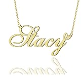 AOLO Stacy Heart Name Necklace 18k Gold Plated