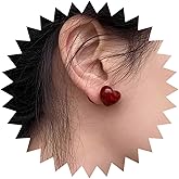 Xduargs Boho Red Resin Heart Ear Jacket Earrings Red Love Heart Earrings Vintage Puffy Heart Stud Earrings Heart Bead Front Back Earrings Jewelry for Women