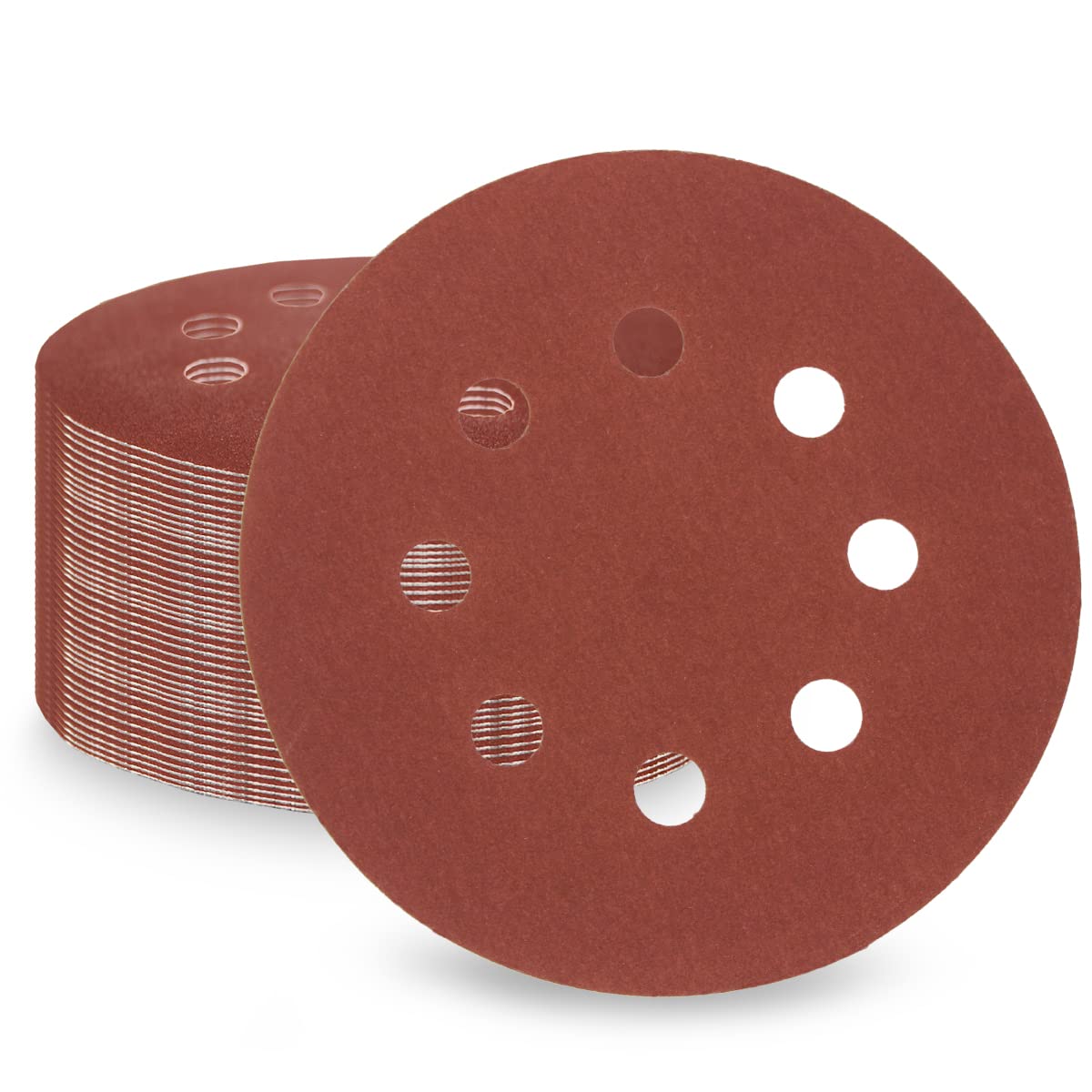 LESNIC 400 Grit Sanding Discs 50 pcs, 125mm Sanding Sheets 5in 8 Holes Pads Hook and Loop for Orbit Orbital Sander and All Oscillating Tools
