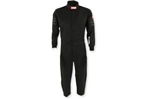 RaceQuip Racing Driver Fire Suit One Piece Single Layer SFI 3.2A/ 1 Black Junior Large 1959995