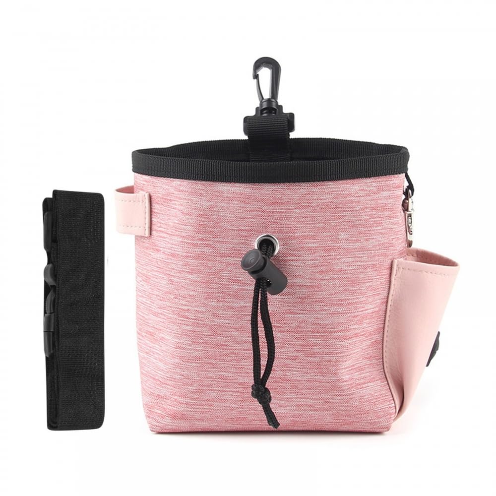 DONGKER Dog Treat Pouch Bag,Oxford Dog Training Bag with Carabiner & Adjustable Belt for Pet Puppy Walking Travel Outdoor