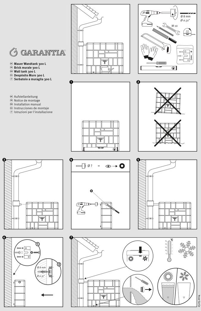 Regentonne Podest Regenwasser Garantia Mauer Wandtank 300 L Sandbeige