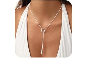 Lyncory Gold Necklace for Women Stack Chain Diamond Pendant 14K Gold Silver Plated Dainty Y Shaped Drop Charm Choker Necklace