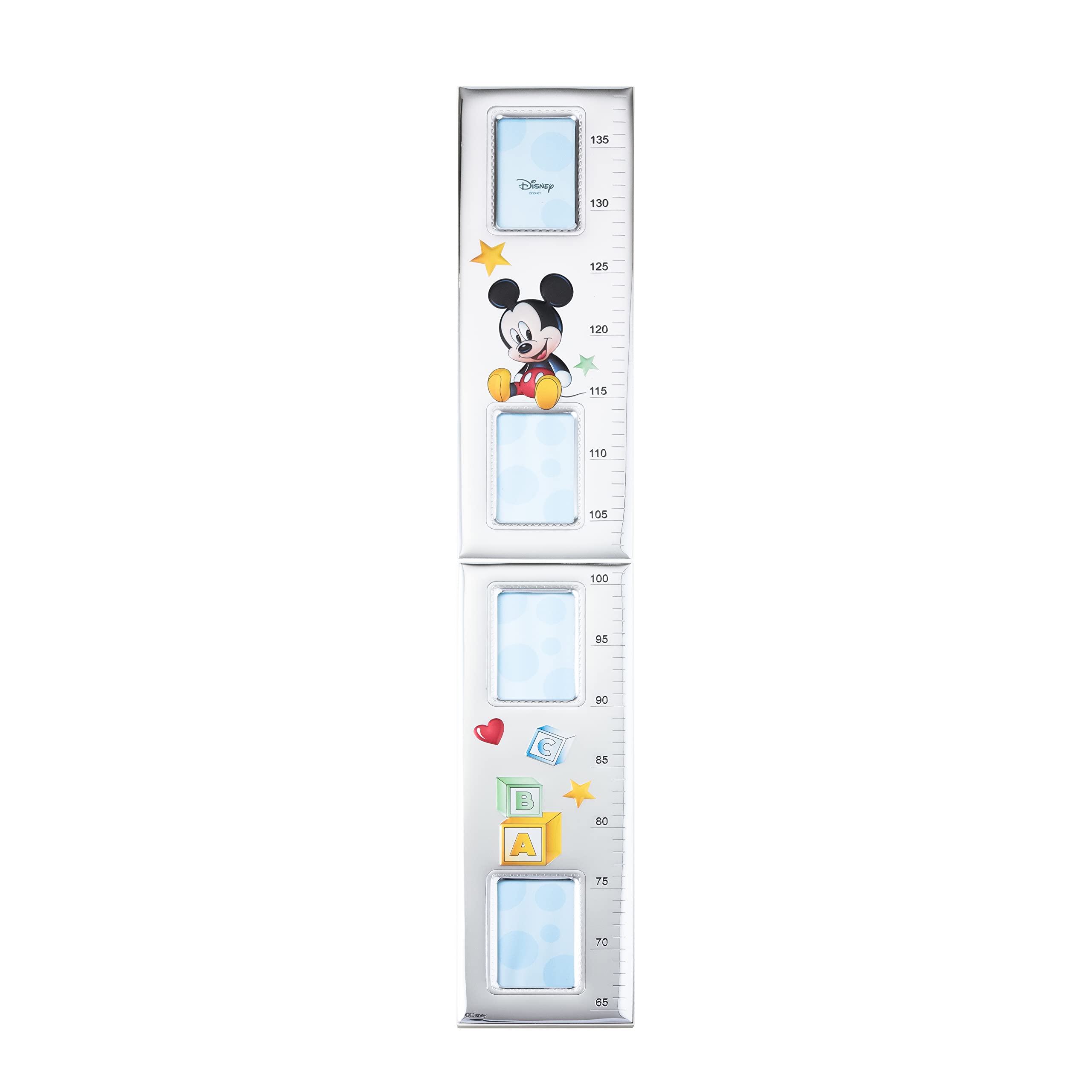 Disney Mickey Mouse - Children's Wall Ruler Gift Idea for Nursery Decorations with Photo Frames in Silver