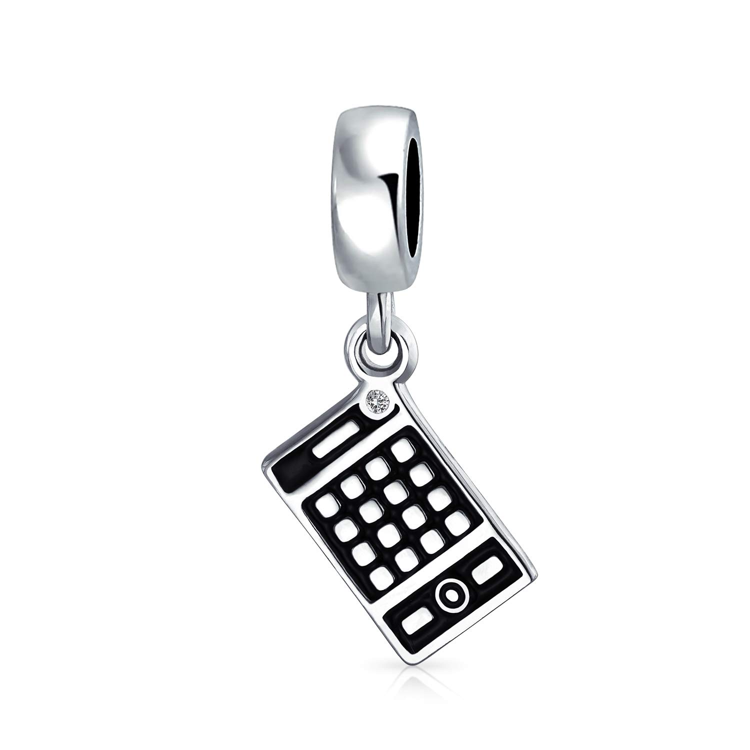 Bling Jewelry Personalize Bookkeeper Accountant Math Wiz Calculator Dangle Bead Charm For Women Oxidized .925 Sterling Silver Fits European Bracelet
