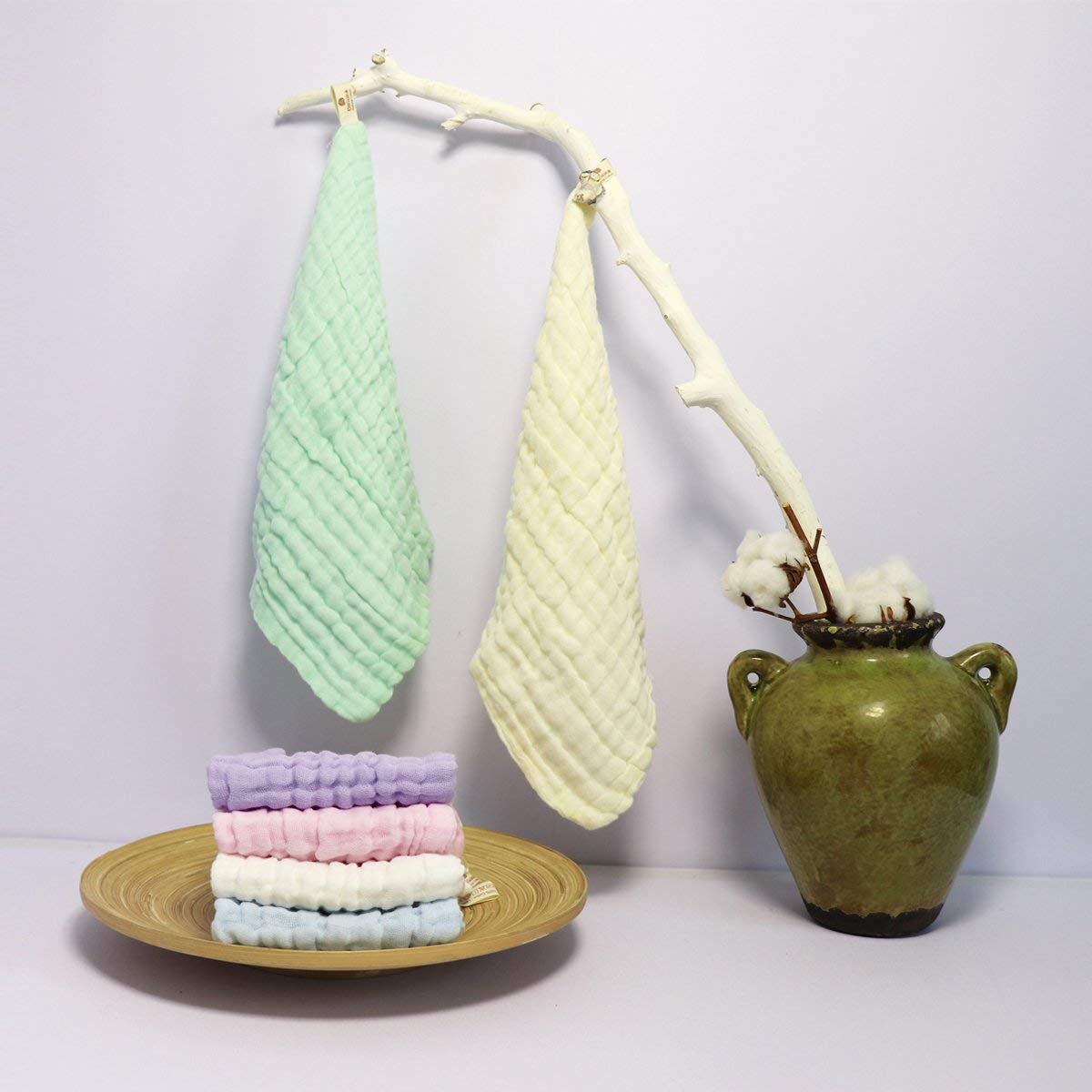 BWINKA 12-Pack Gauze Muslin Square,11"x11" Organics Baby Washcloths, Premium Reusable Wipes - Extra Soft for Sensitive Skin,Newborn Muslin Warm Baby Bath Towels