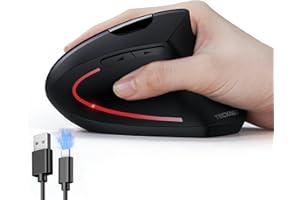 TECKNET Ergonomic Mouse, Rechargeable Vertical Ergo Mouse Wireless, Silent 2.4GHz 6 Buttons Optical Carpal Tunnel Mouse, 5 Ad
