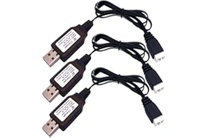 3Packs 7.4V 2S LiPo Battery USB Charger Cable 1A Fast Charging with XH-3P Connector for RC Car Truck Rock Crawler FPV Drone A