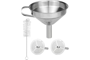 GNELLKOOR Resin Funnel with Strainer, Resin Filter Funnel 3D Printer Stainless Steel Resin Funnel for Filtering and Recycling UV SLA/DLP/LCD Photosensitive Resin, with Cleaning Brush