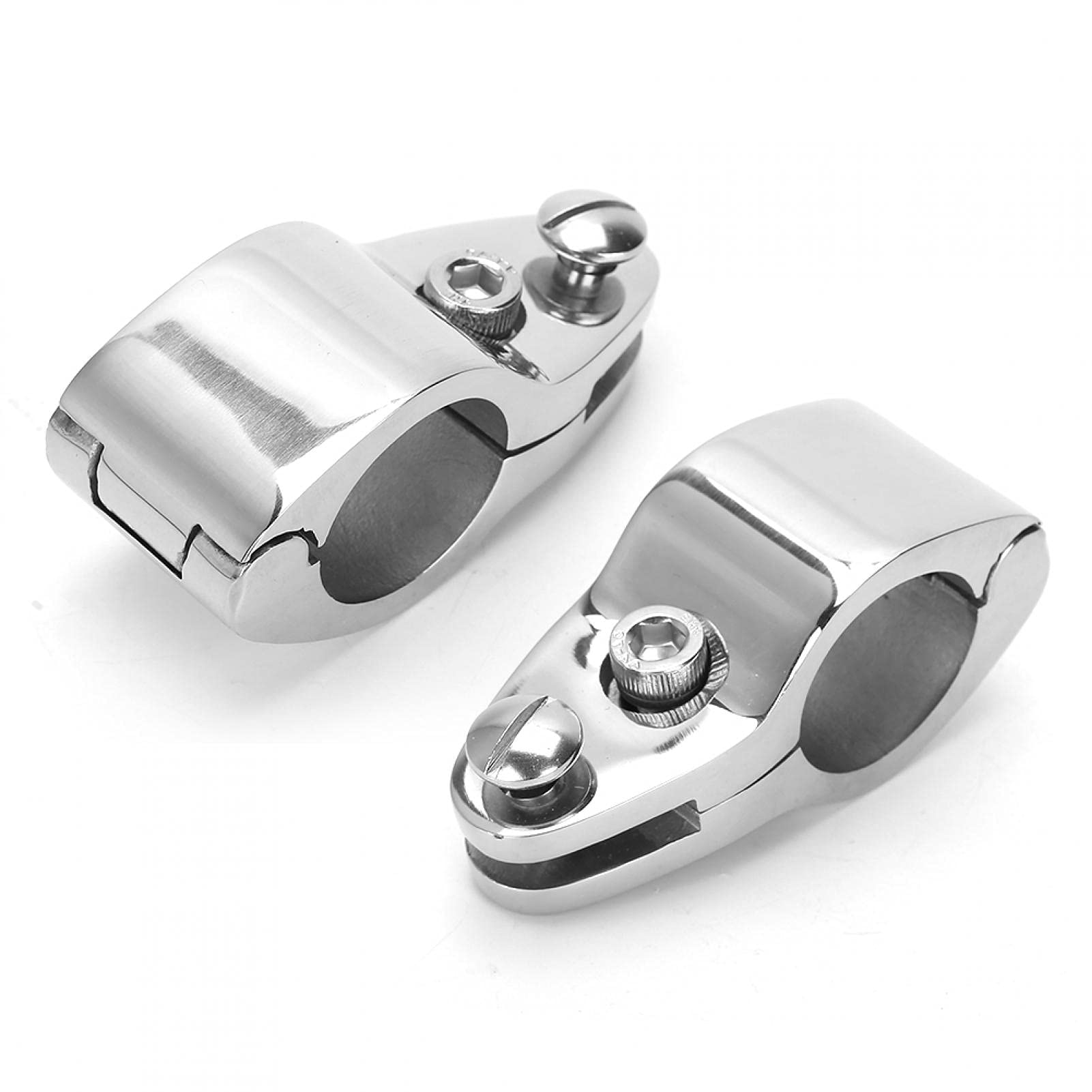 FTVOGUE 2pcs 316 Stainless Steel Marine Pipe Clamps Boat Top Hinge Claw Slide Rail Mounting Fittings Upper Jaw Sliding Articulated Marine Fittings Top Hinge Rail Mounting(20mm ID)