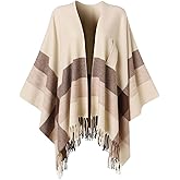 Ferand Women's Elegant Shawl Wraps Plaid Fringe Poncho Cozy Soft Blanket Scarf for Fall Winter