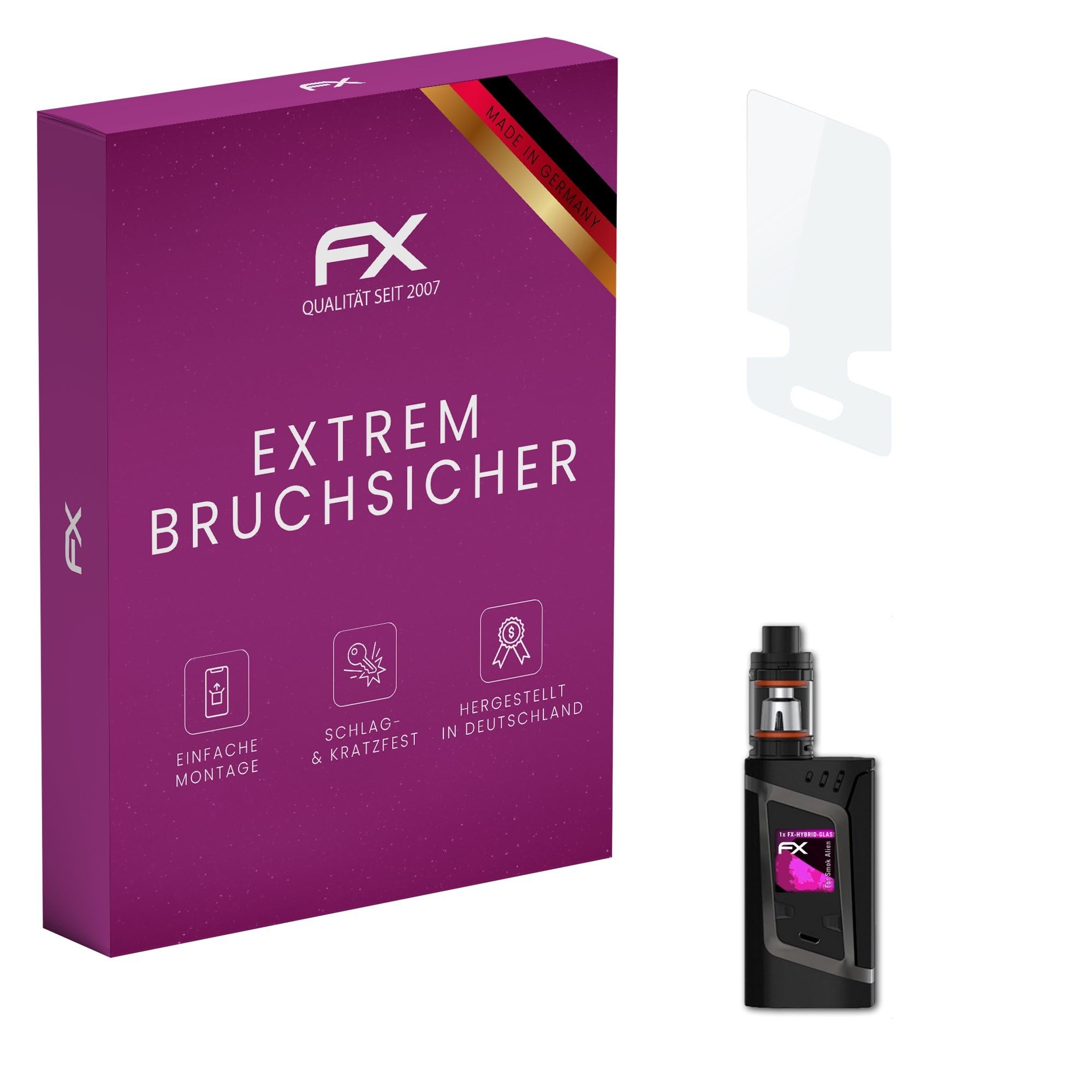 atFoliX Plastic Glass Protective Film compatible with Smok Alien, 9H Hybrid-Glass FX Screen Protector