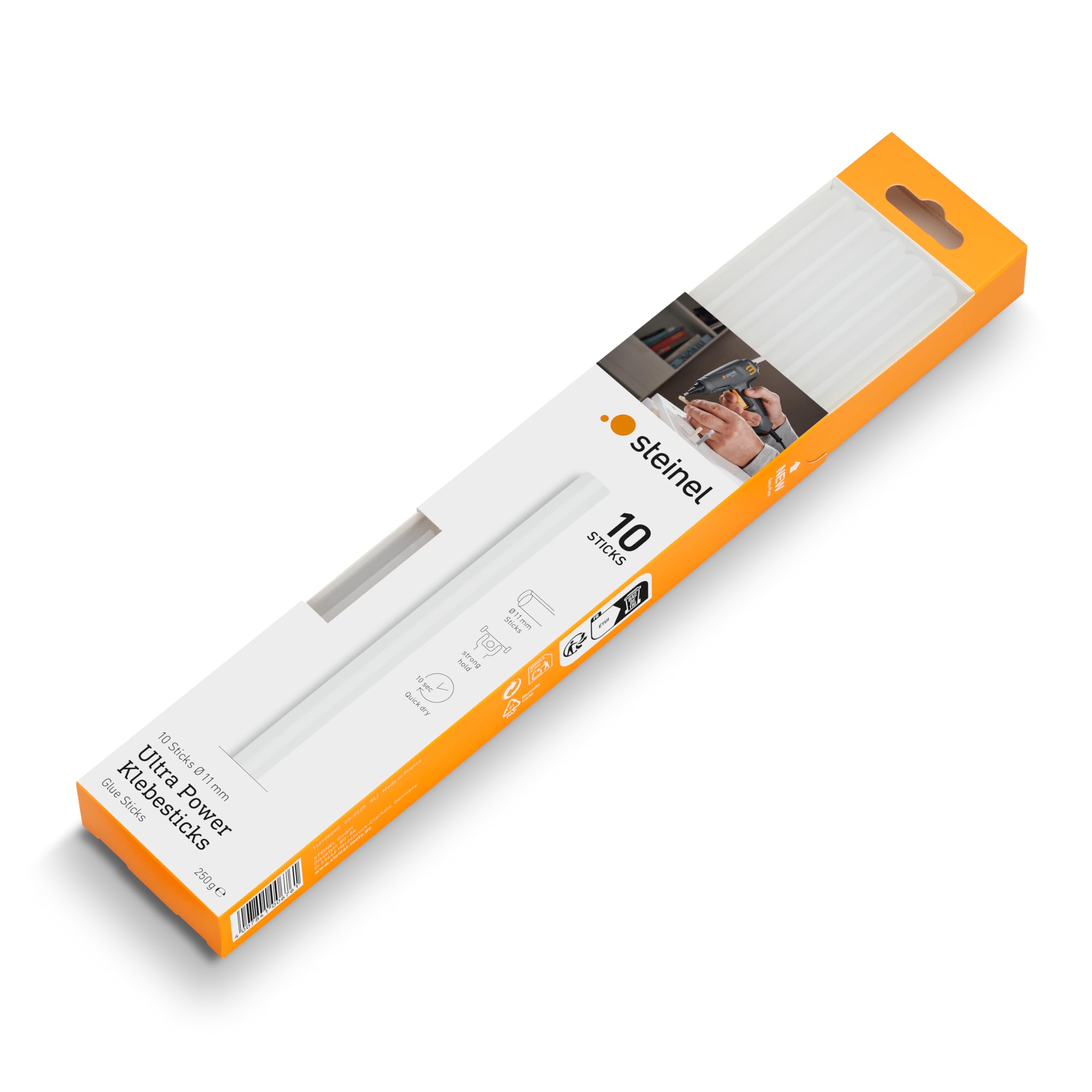 Steinel Ultra Power glue sticks 11 mm, 10 sticks, 250 g, hot-melt adhesive for strong glue joints