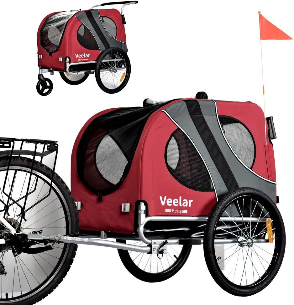 Doggyhut Large Pet Dog Bicycle Trailer & Jogger Stroller in Red 1020201