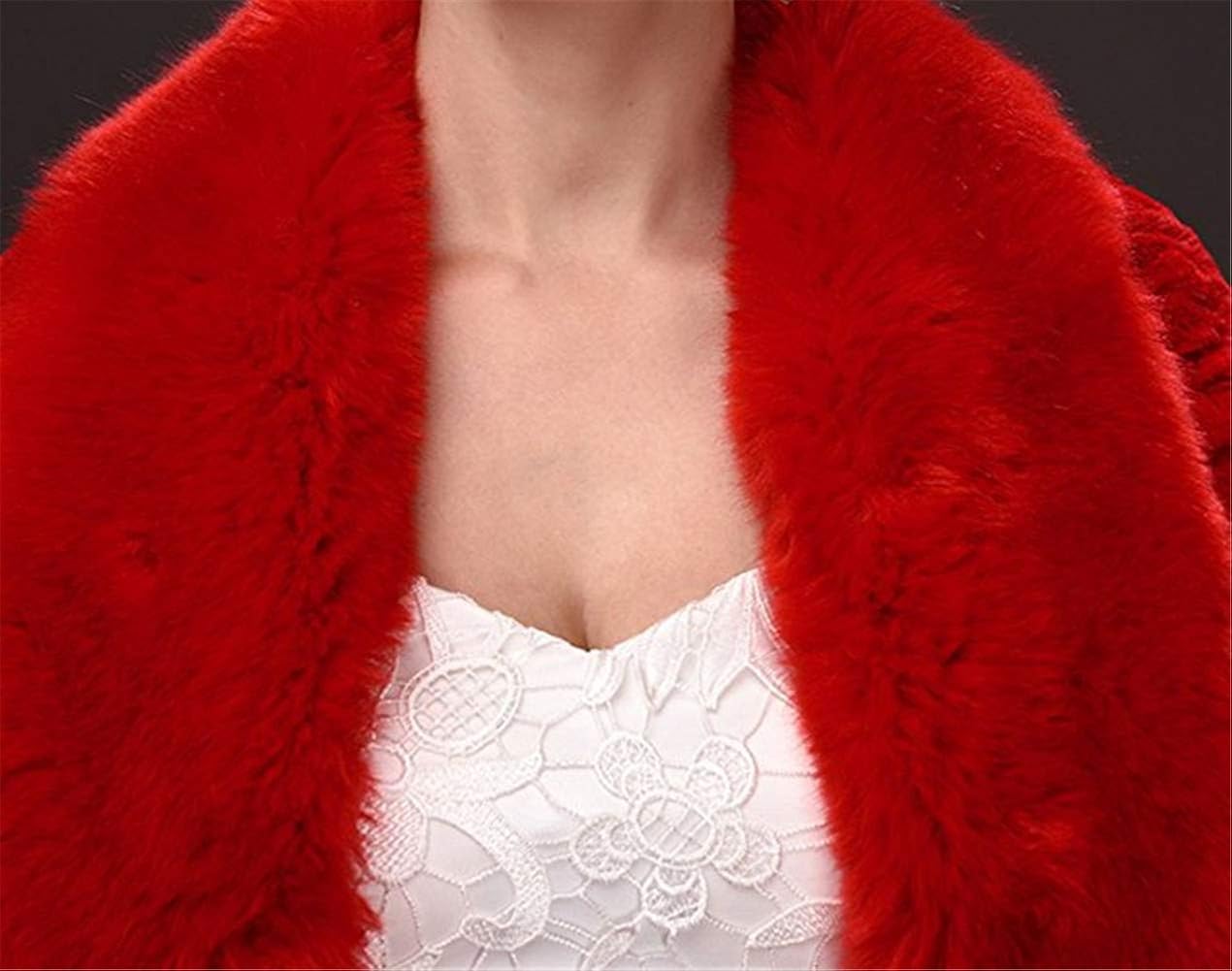 Oncefirst Women's Winter Faux Fur Wedding Jacket for Bride Wrap Shawl Bolero Jacket at  Women's Coats Shop